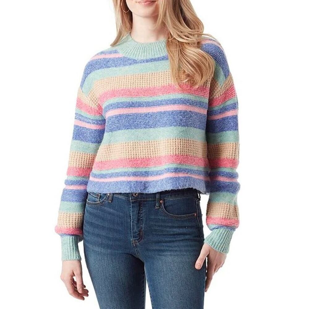 Jessica Simpson Women Small Rainbow‎ Portia Striped Multicolored Knit Sweater